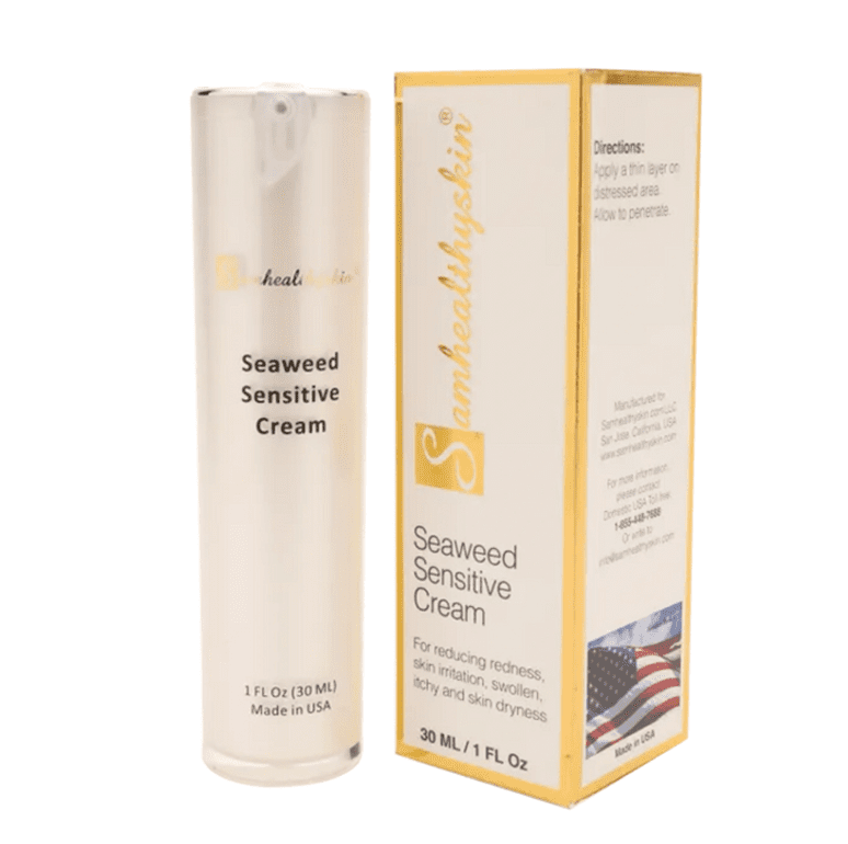 SamHealthySkin Seaweed Sensitive Cream with hydrocortisone 1 percent 30 mL bottle and box