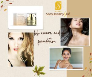 SamHealthySkin BB Cream foundation in medium color tone displayed with three women