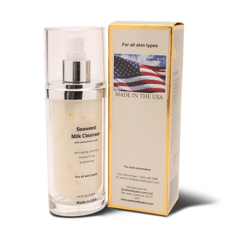 SamHealthySkin Seaweed Milk facial cleanser 130 mL bottle and box