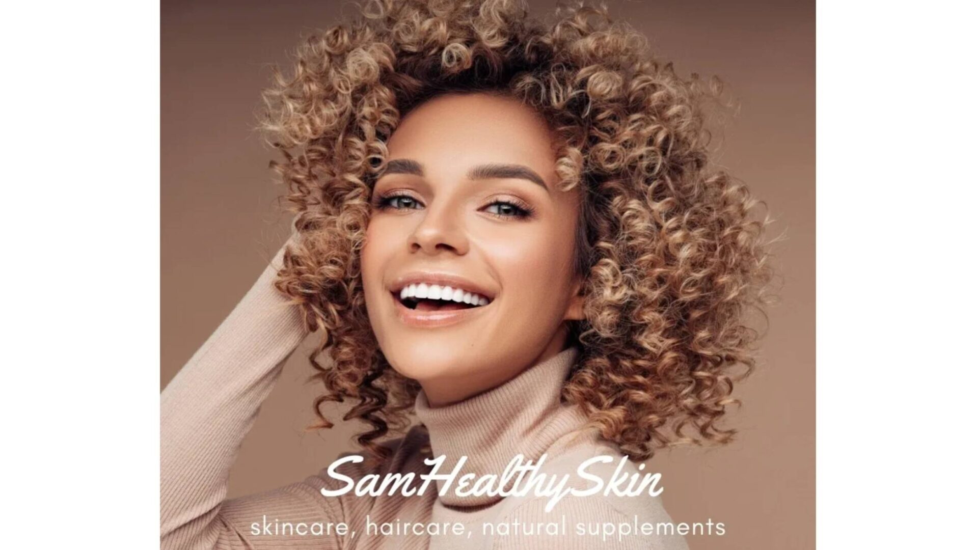 Joyful expression and curly hairstyle