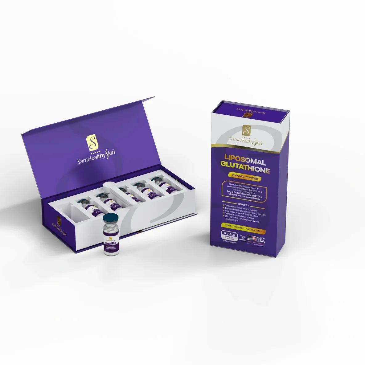 Liposomal glutathione supplement packaging
