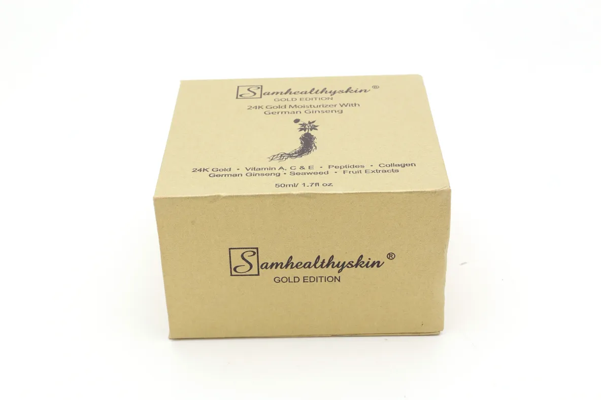 Luxury skincare packaging with gold details