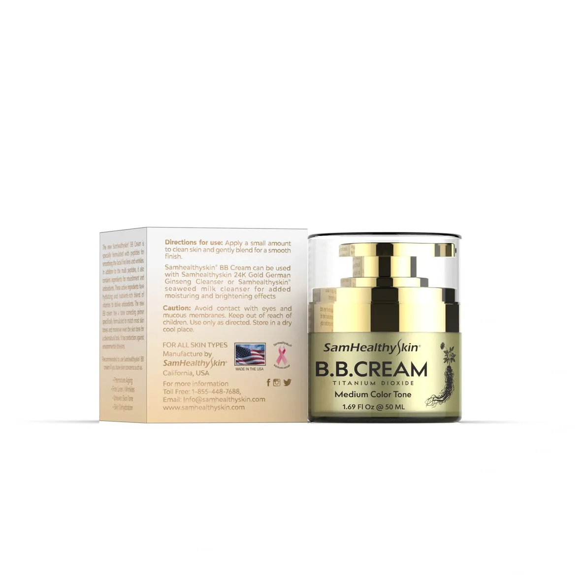 SamHealthySkin BB Ginseng Cream SPF 40 Medium Shade 50 mL jar and box